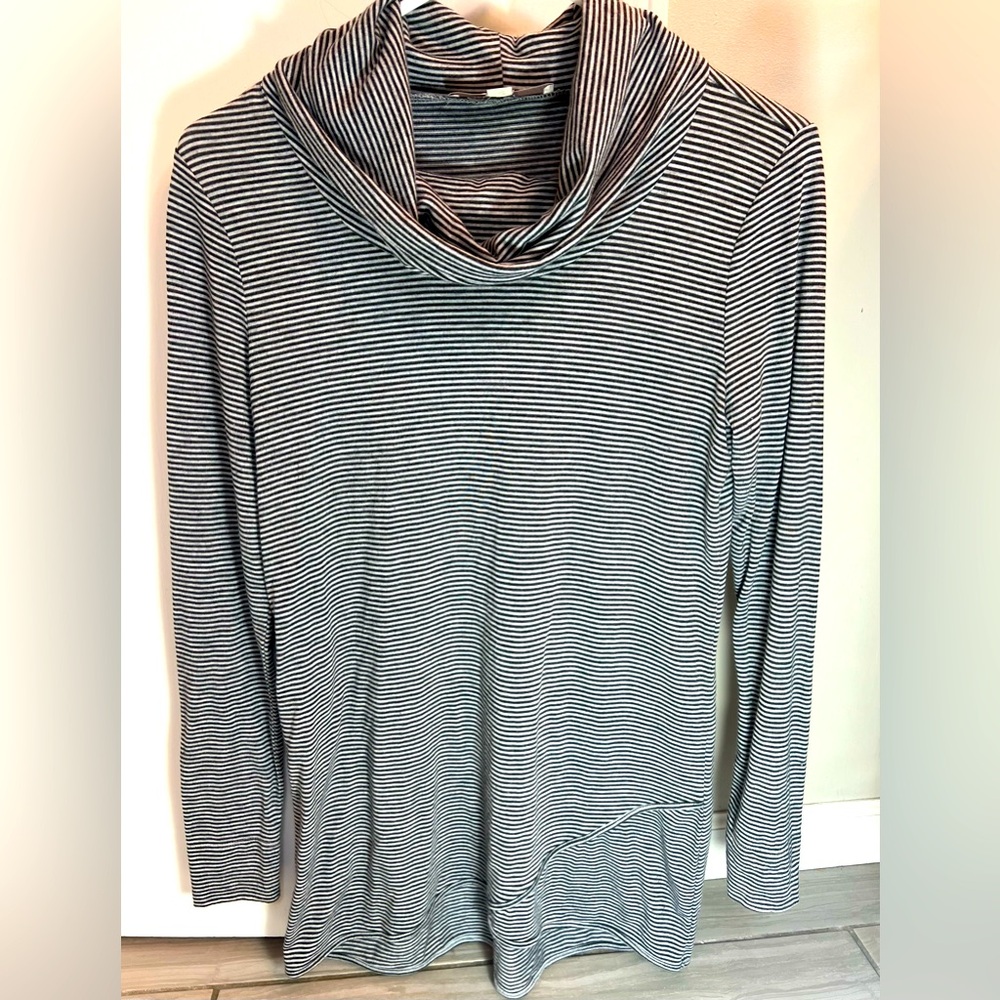 Loft woman's shirt top striped knit cowl neck long sleeve size extra large